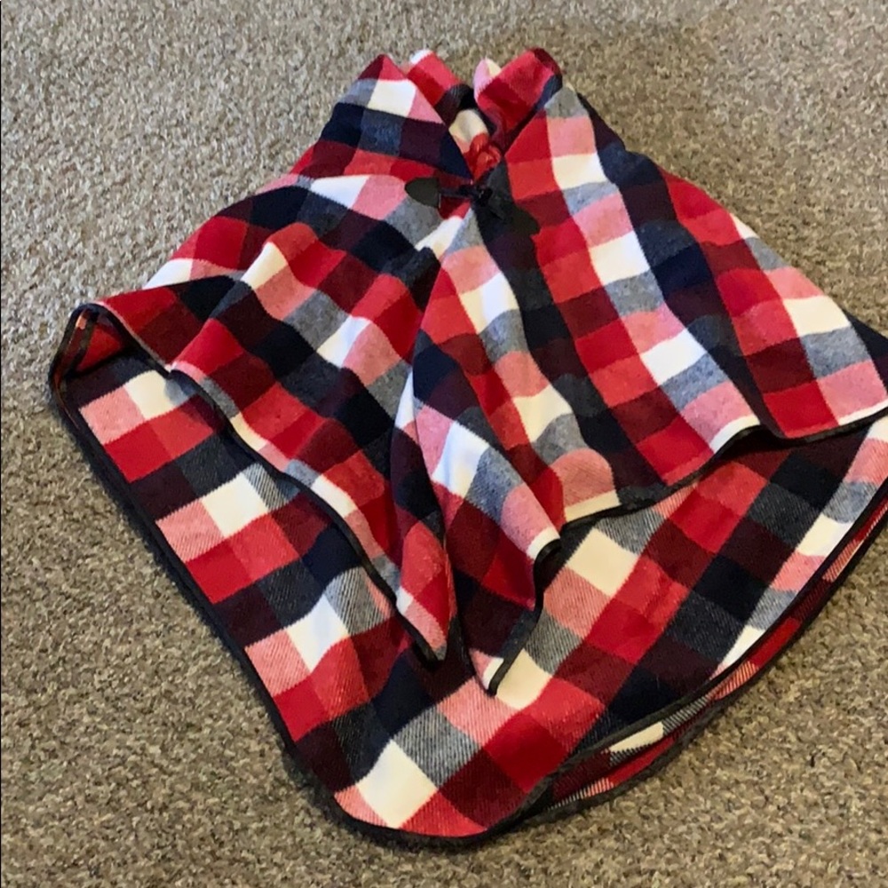 Boutique red, black and white poncho